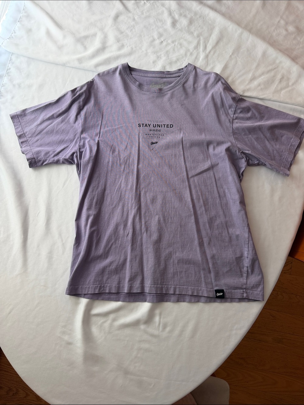 Pull&Bear Lavender 'Stay United' Crew Neck T-Shirt